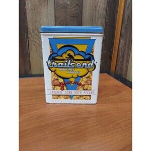 Vintage 1990 Trails End Gourmet Popcorn Collectible Metal Tin Canister